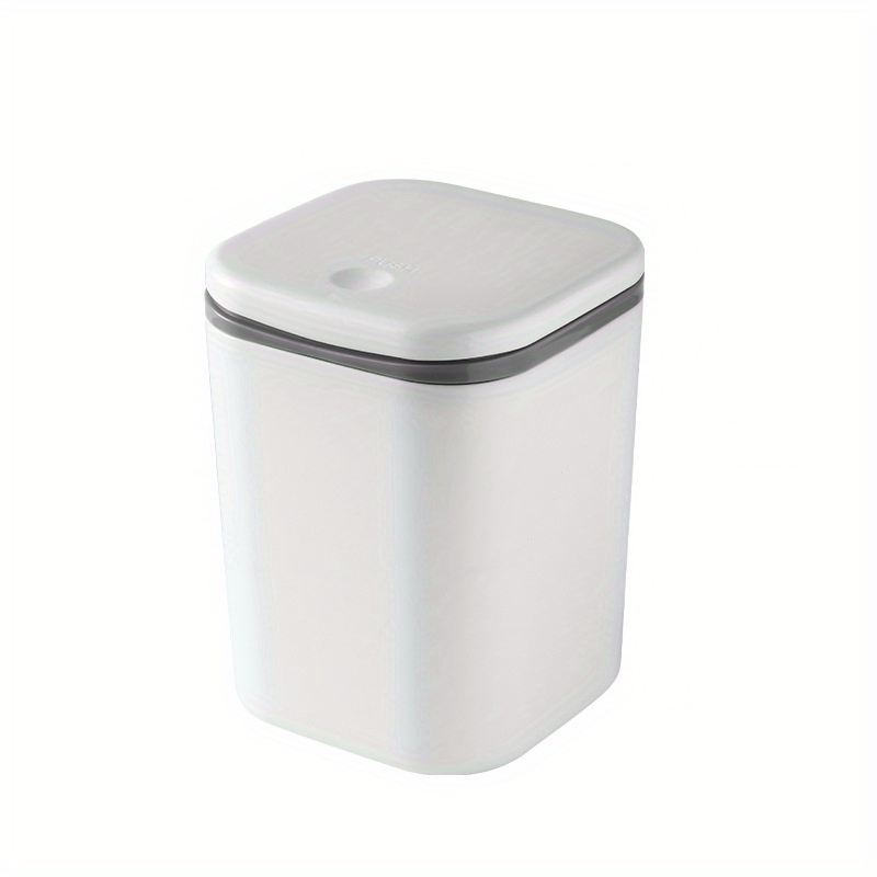 1pc Desktop Trash Can, Storage Tube, Press With Lid, Mini, Suitable For Living Room, Bedroom, Study, Bathroom, Office, Dormitory, Dressing Room, Plastic Material