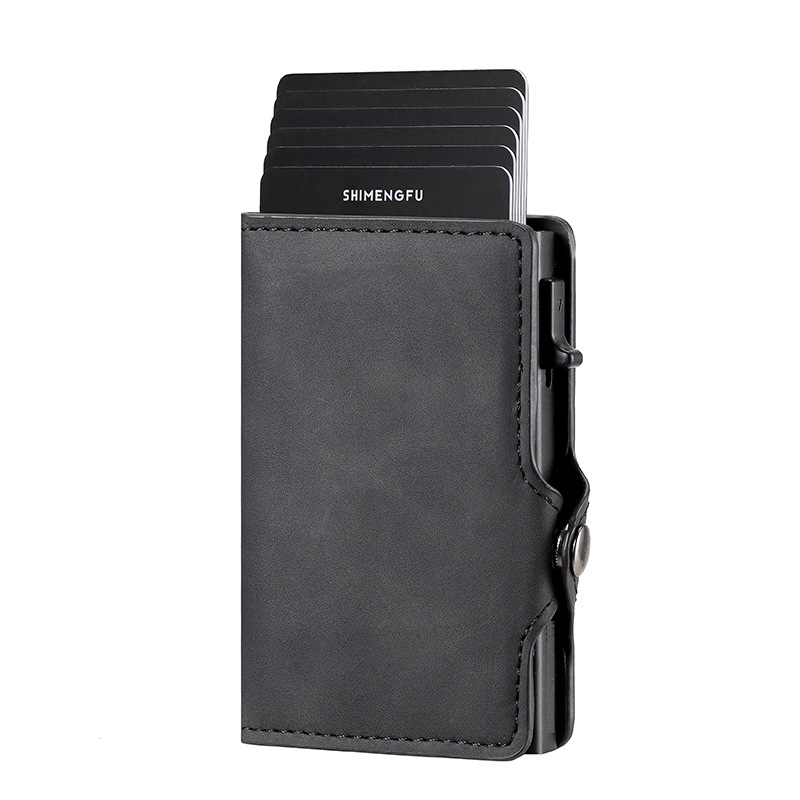 TEMU Customized Minimalist Retro Men's Card Bag With Pop-up Rfid Anti-theft Ultra-thin Card Holder For , Daily Portable Gift, Unique Secure