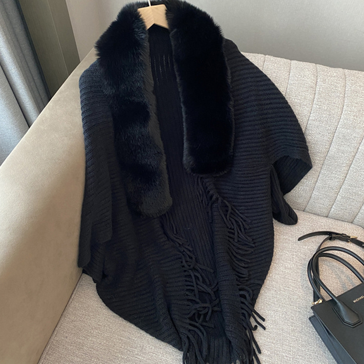 TEMU Winter Long Tassel Windproof Soft Shawl Elegant All-match Shawl