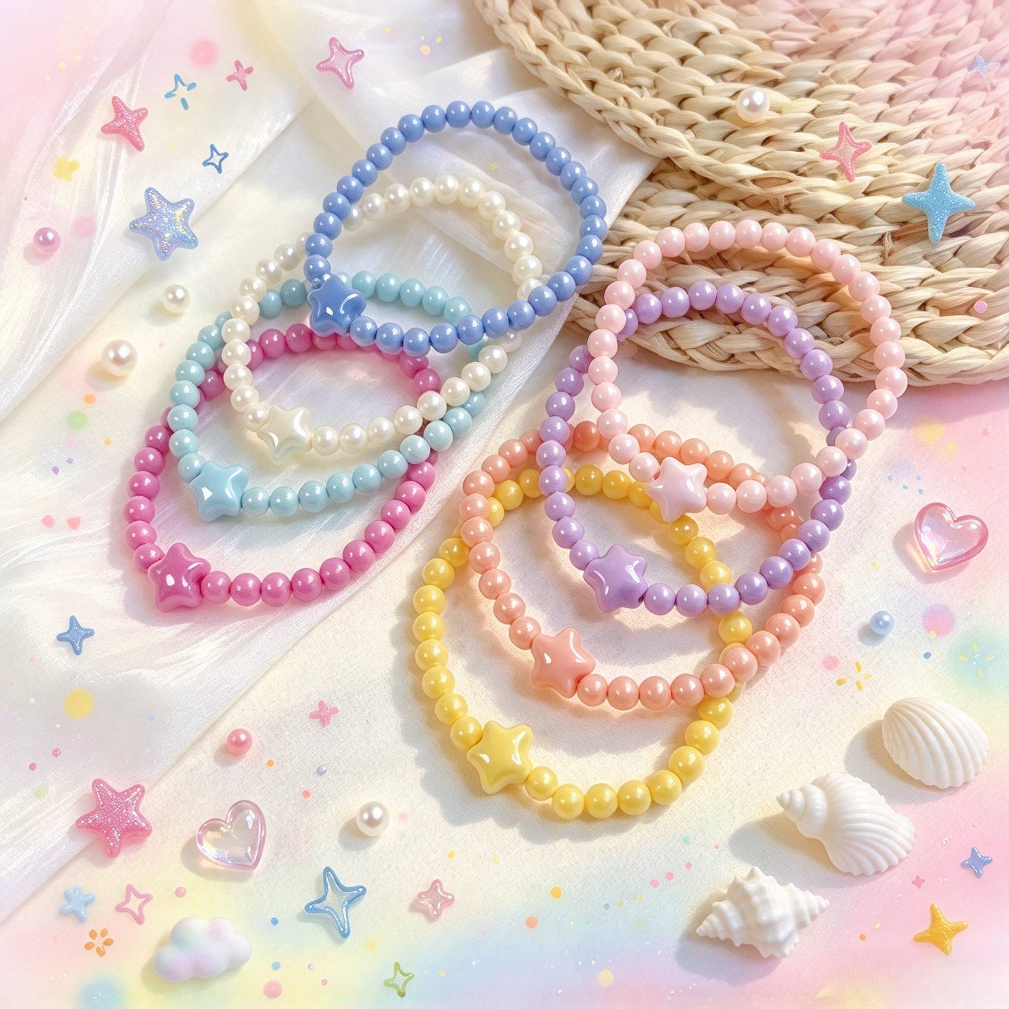 10pcs Colorful Macaron Star Bead Bracelet Set
