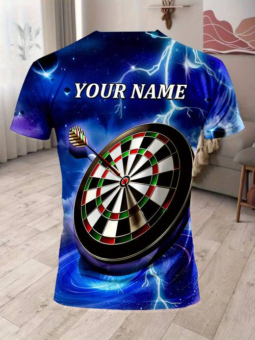 custom t shirt personalized name team name pattern with lightning effect dark blue competition style breathable fabric suitable for players teams and gifts machine washable athletic wear dynamic print design
