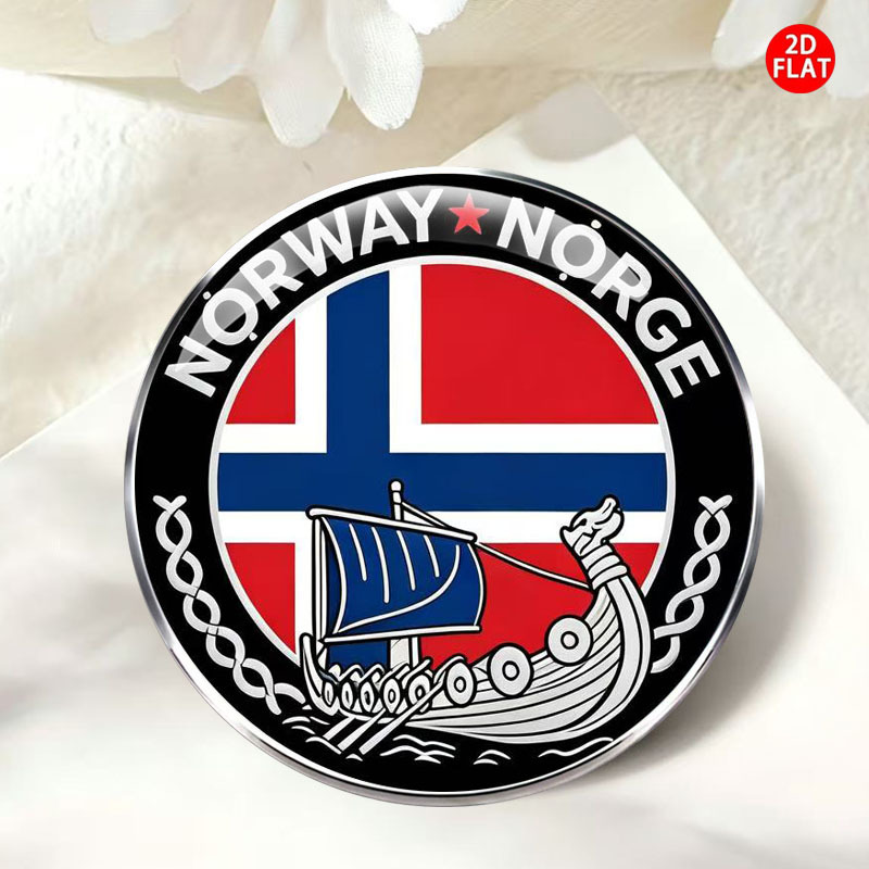TEMU 1 stuks 2D Platte Noorse Viking Oorlogsschip Badge - Met Vlag Ontwerp, Badge, Pin En Reversspeld, voor Rugzakken, Kleding En Hoed Decoratie,