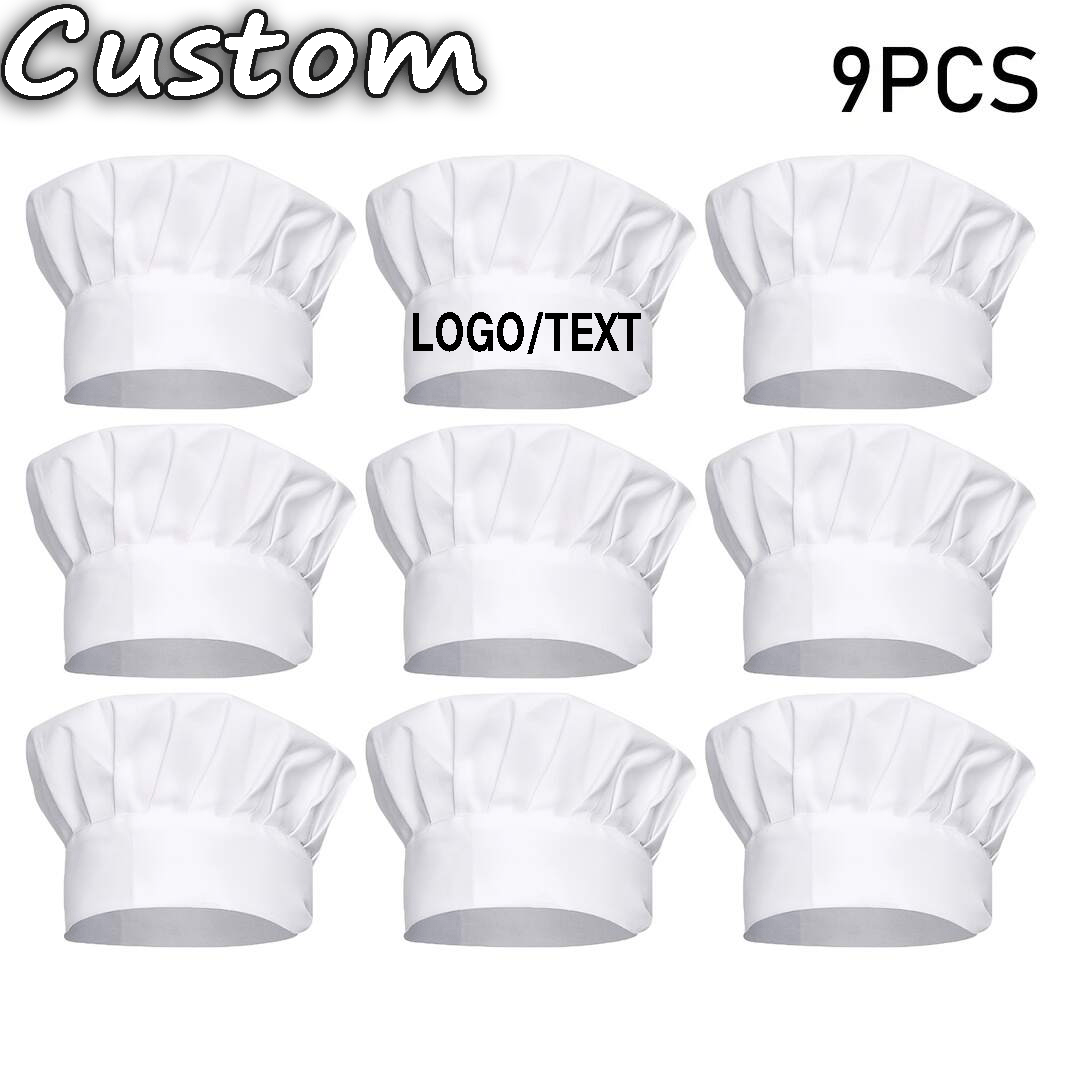 TEMU Un juego de gorros de chef blancos ajustables hechos de material transpirable, con cierre de cordón y elástico para uso adulto en la cocina