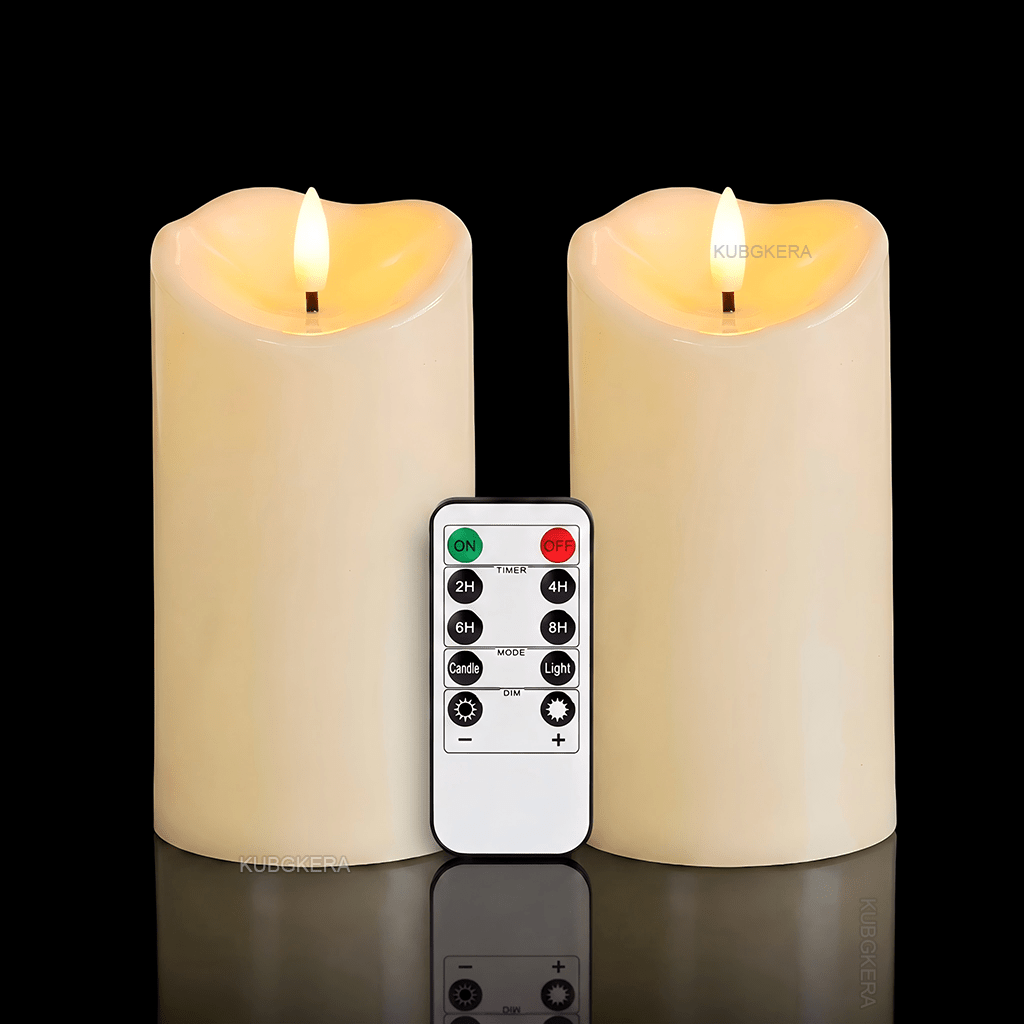 TEMU 2pcs Flameless Led Pillar Candles With Remote Control & Timer Function, Battery-powered Electronic Candles With 3d Flickering Flame For