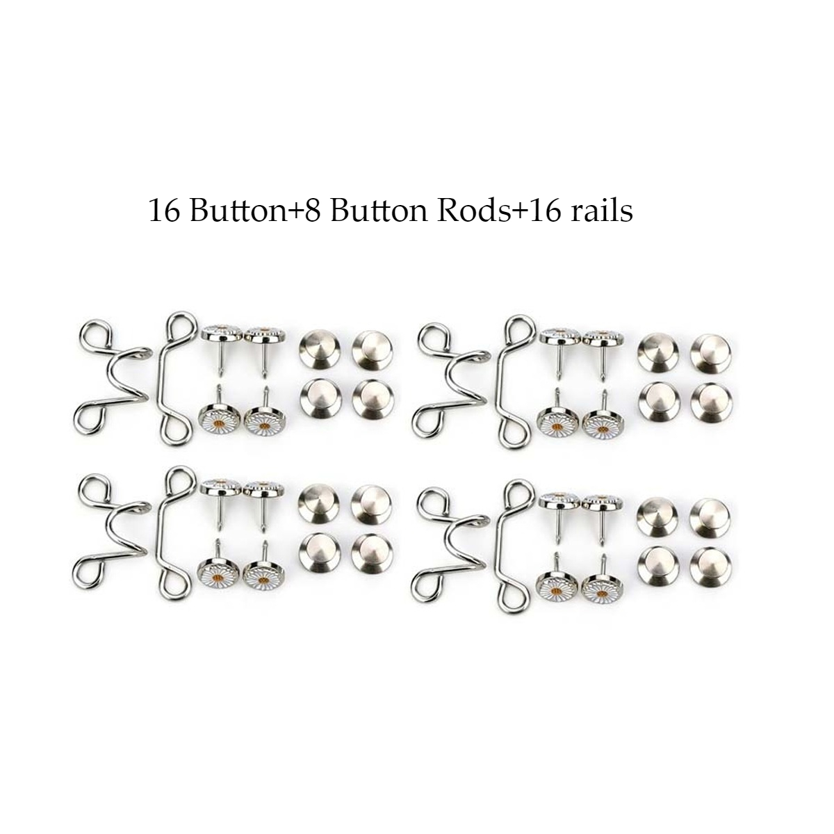 TEMU 40pcs(16-button+8-button Rods+16-rails) Adjustable Jeans Waistband Tightener Set | Women's Fashion Metal Pins, Long-lasting Quick Waistband