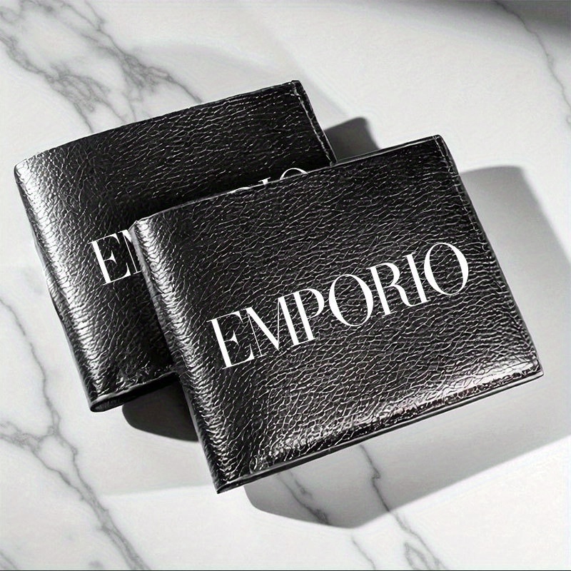 1pc EMPORIO Men's short wallet with multiple card slots, durable everyday carry to organize your essentials, must-have finder | classic design