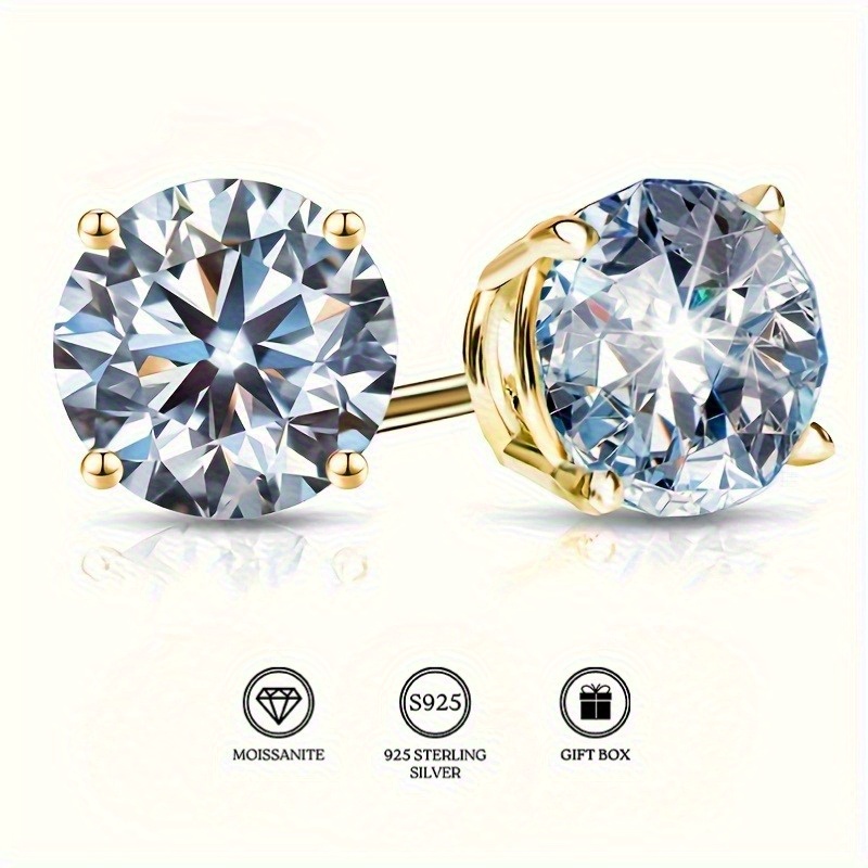 S925 Silver Moissanite Classic Stud Earrings for All Seasons