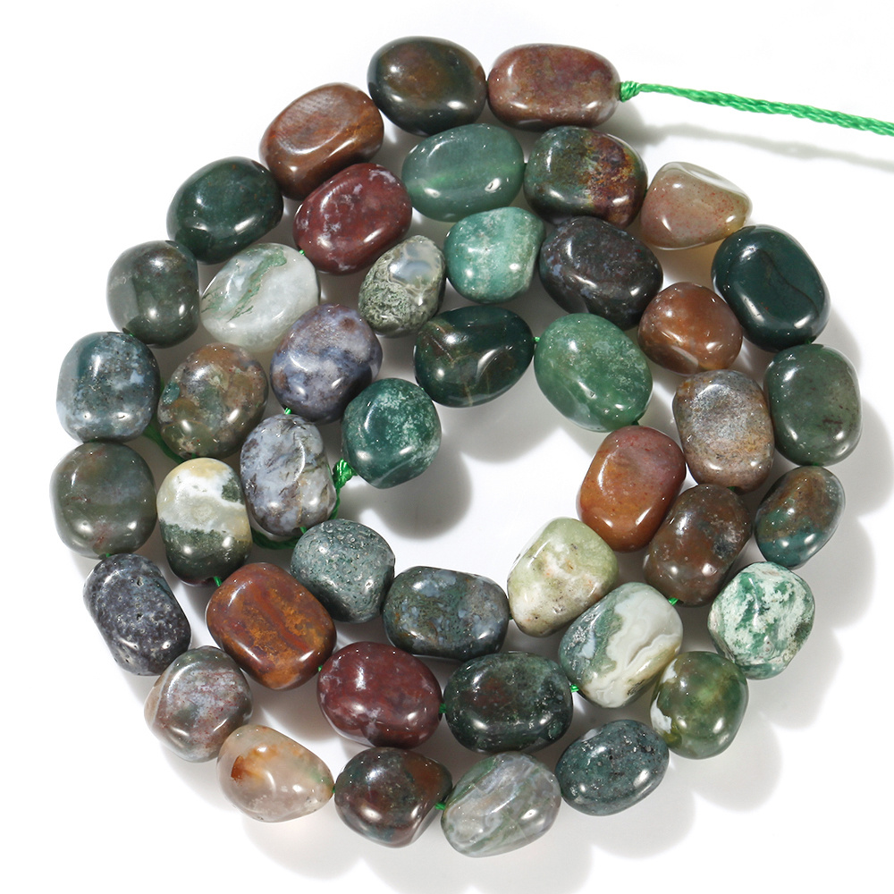 TEMU 8-10mm Length 38cm Natural Stone Beads Irregular-shaped Indian Agate Beads For Jewelry Making Asscessories