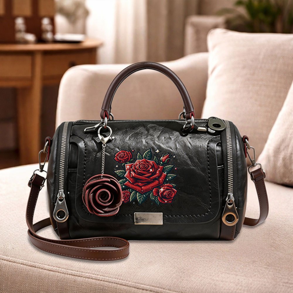 TEMU 1pc Women's Crossbody Bag With Sparkling Rose Flower - Multi-use Shoulder Handbag & Tote Suitable For Swimming, Commuting, Travel, Daily Use,