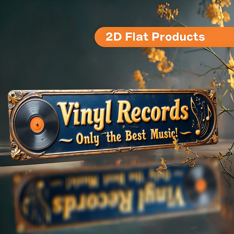 TEMU 2d Flat - 2d Plane, Record Music Wall Decoration - Large Retro 