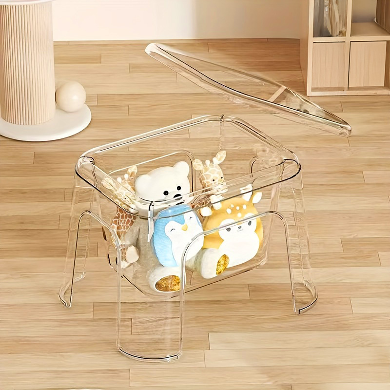transparent shoe changing step stool hollow storage waterproof sturdy and durable multipurpose footstool simple household step stool suitable for living room bedroom bathroom laundry room garage bedside non slip step stool Product details 4