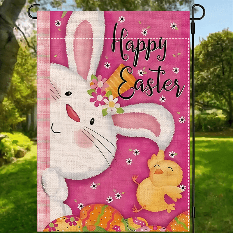 

Easter Bunny Flag - Double-sided, Waterproof Outdoor Decor For Home & Porch, Party Supplies, 12x18 Inches