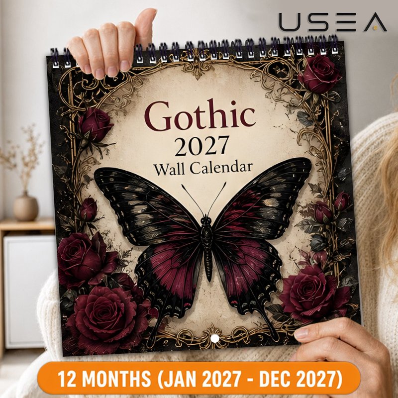 TEMU Teachers Calendars & Planners 2027 Gothic Wall Calendar, 2027 Twin Wire Spiral Hanging Calendar, 8.3x8.3 Inch Square With Large Blocks, Us