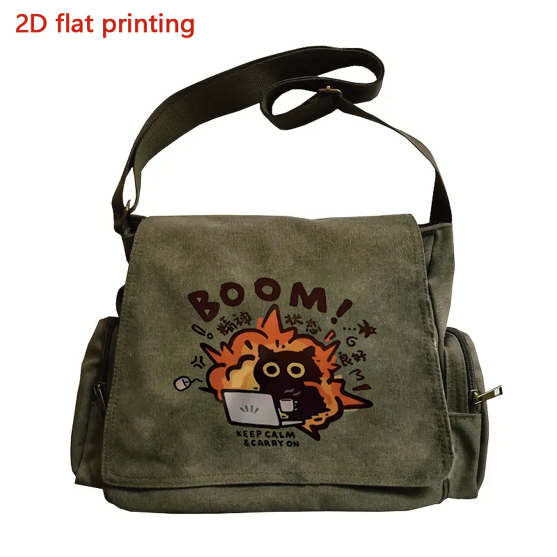 TEMU A Large-capacity Shoulder Bag With A Cartoon , A Unisex Vintage Flap Tote Crossbody Messenger Bag, Ready For The Holidays | Cartoon Print,