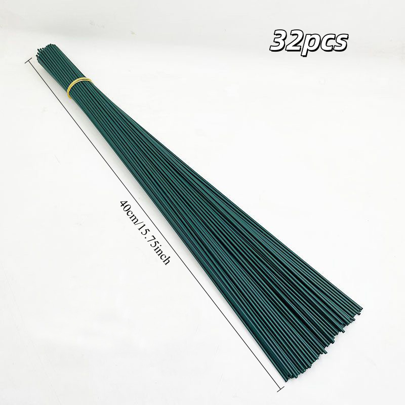 TEMU Lot de 32/48 tiges de support pour fleurs vertes de tailles variées, tiges de bricolage floral durables avec une ténacité, faciles à couper et à