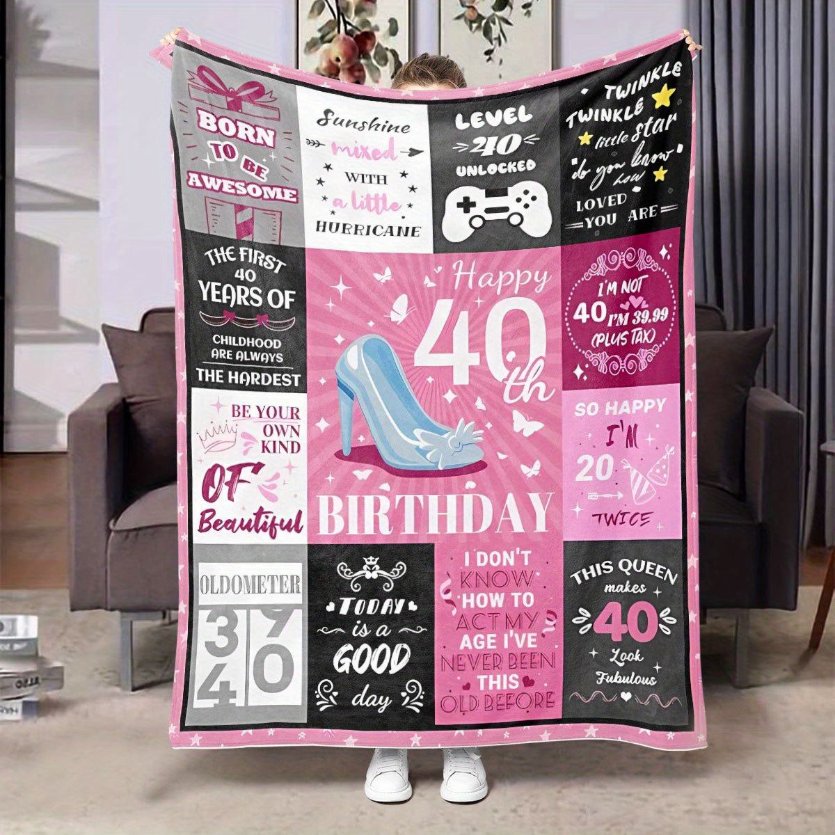 fashionable 40th womens birthday blanket 40th birthday gift Temu