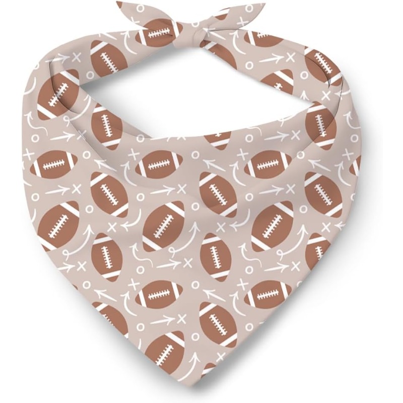 TEMU 1pc Football-themed Dog Bandana With Adjustable Scarf - Suitable For Small & Medium Dogs, Football Print Pet Collar For Training, Sports Events,