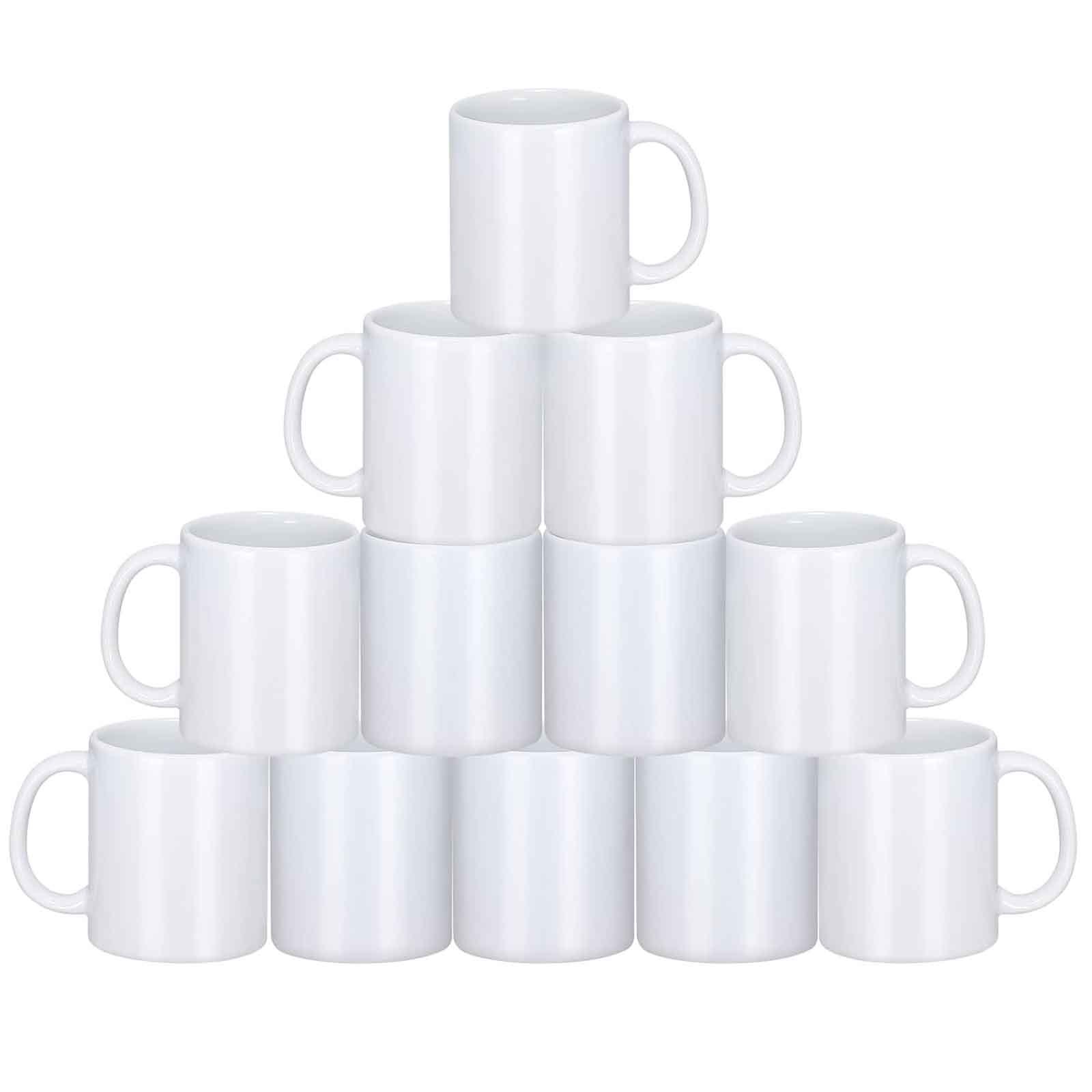 TEMU 12pcs Blank Sublimation Ceramic Mugs - Personalizedreusable Cups Suitable For Hot Chocolate, Latte, Milk - Round Mugs, Ideal For Christmas, For