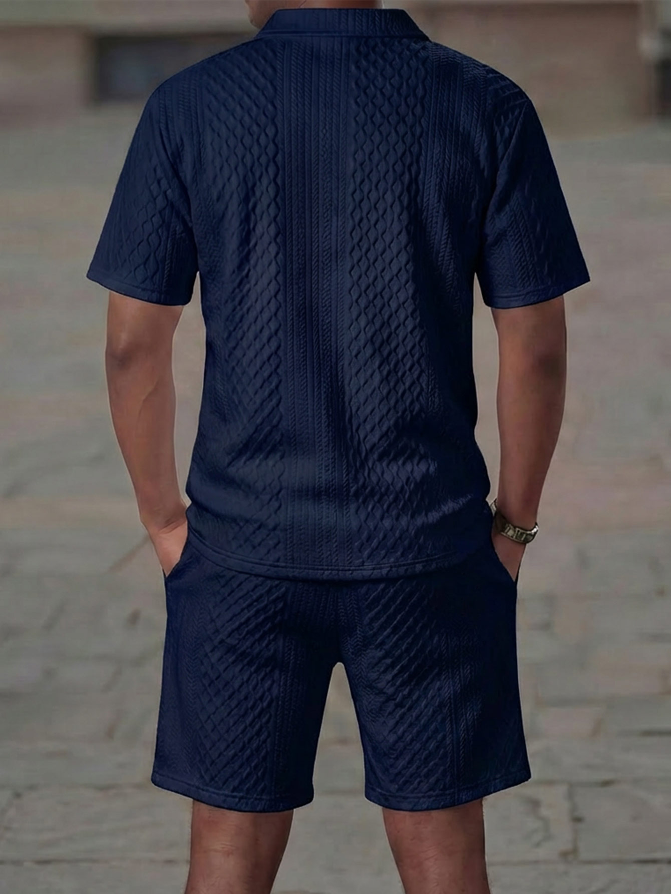 Casual Sporty Men's Short-sleeve Shirt and Shorts Set for Daily Outdoor and Commuting Wear