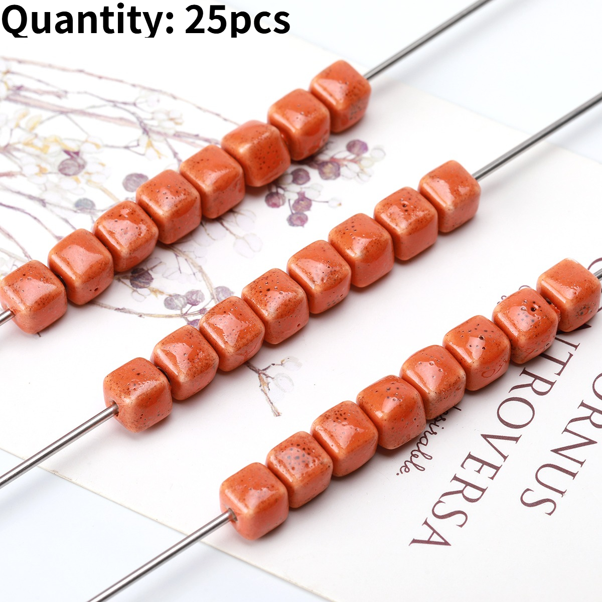 25pcs Vintage Speckled Glazed Ceramic Beads for DIY Jewellery Making