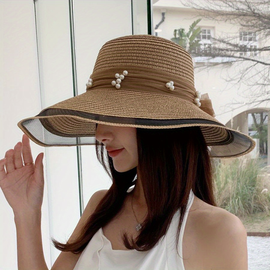 Women\'s 5.7 Inches Big Bowknot Straw Hat Large Floppy Foldable Roll Up Hat Womens 5.7 Inches Big Bowknot Straw Hat Large Floppy  main image 2