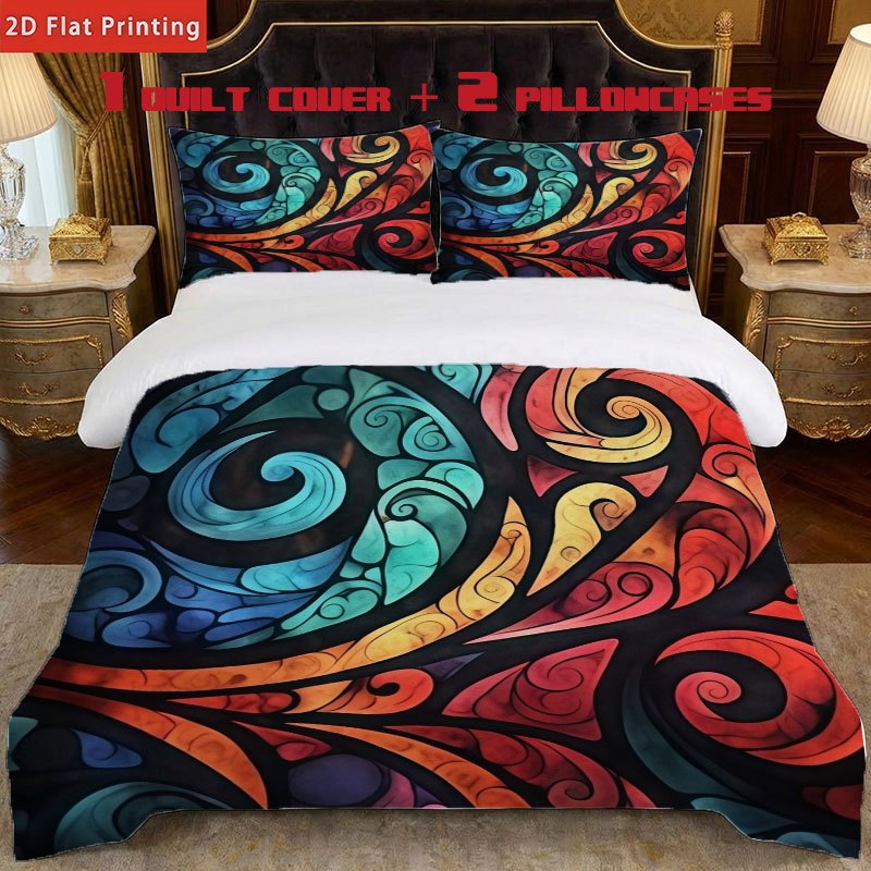 TEMU 3pcs New Zealand Maori Themed High-quality Printed Bedroom Set, Soft And Smooth To The Touch, Suitable For . Recommended As Gifts For Christmas