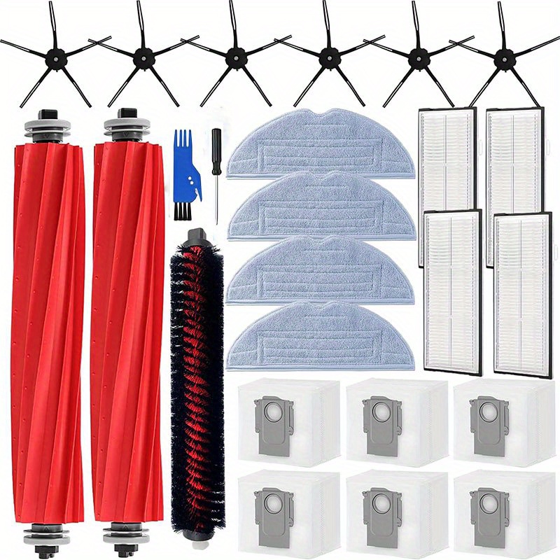 E-shop 25-teiliges Zubehörset kompatibel mit S7 MaxV Ultra / S7 Pro Ultra Staubsaugern – Inklusive 2 Rollenbürsten, 2 Selbstreinigende Bürsten, 5