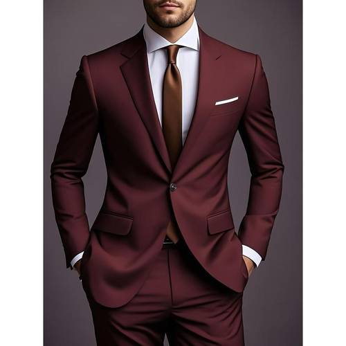 new mens european and casual suit set easy solid color with trousers two piece set and stylish suitable for daily weddings dinner parties business commutes versatile and gentleman