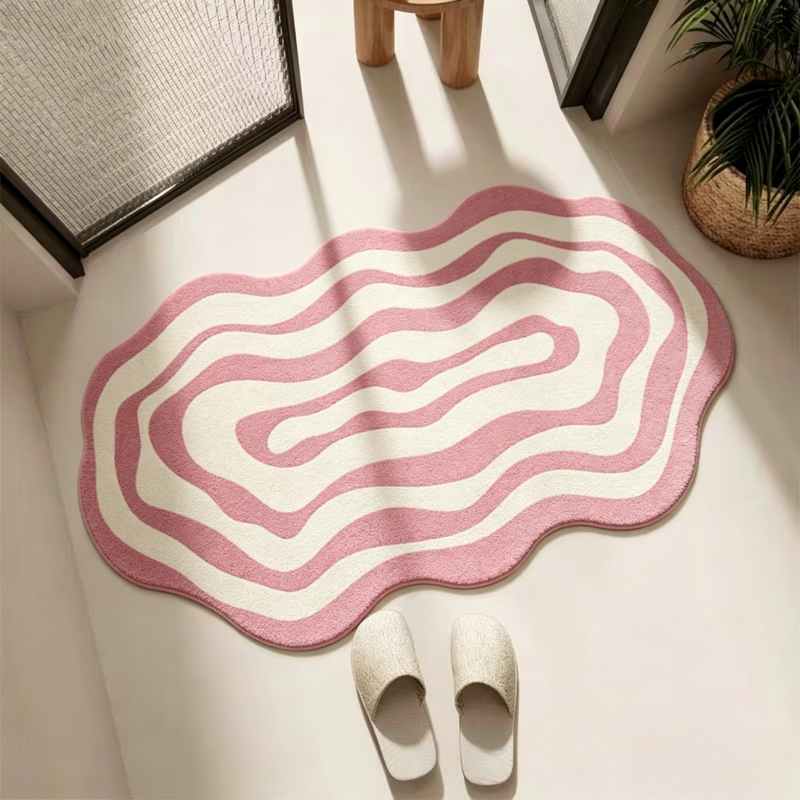 TEMU Imitation Cashmere Suitable For Bedroom/bathroom/balcony - Thick Plush Irregular Shaped Rug With Pattern, Cream - Low-, Non-slip Suitable For