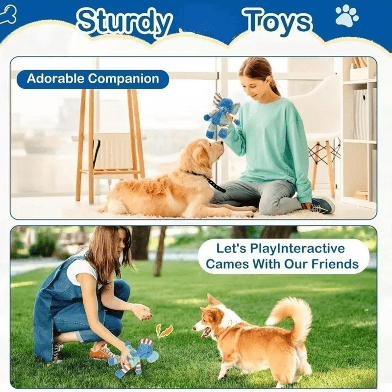 Chew-Resistant Dog or Elephant Plush Toy with Squeaker