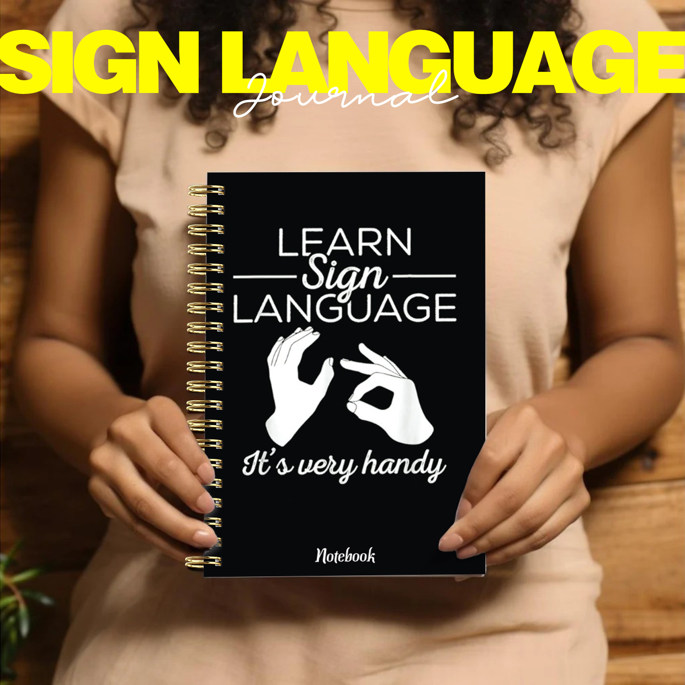 TEMU 1pc Deaf Asl Learning Journal - Vintage Sign Language Notebook With Dated Pages (date View Layout), Spiral Bound, 5.5"x8.3" For Asl Acquisition,