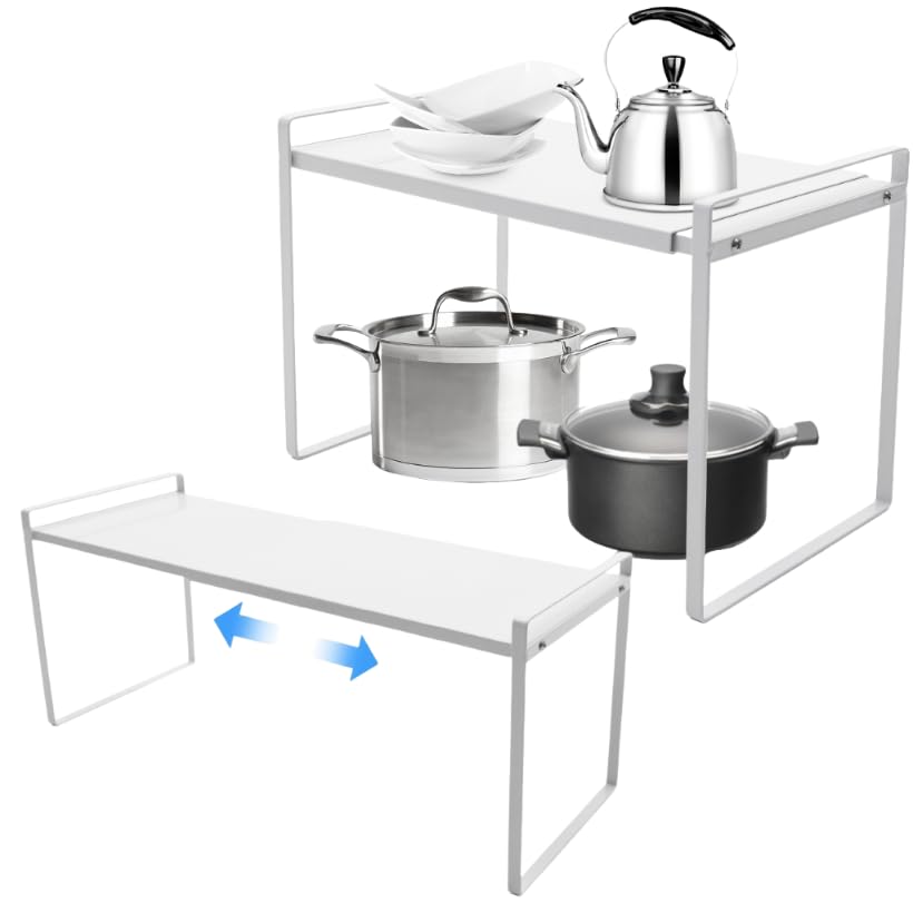 TEMU Organizador de estante de cocina extensible de resistencia con diseño telescópico - Altura ajustable (36-60cm), de seguridad anticaídas, estante