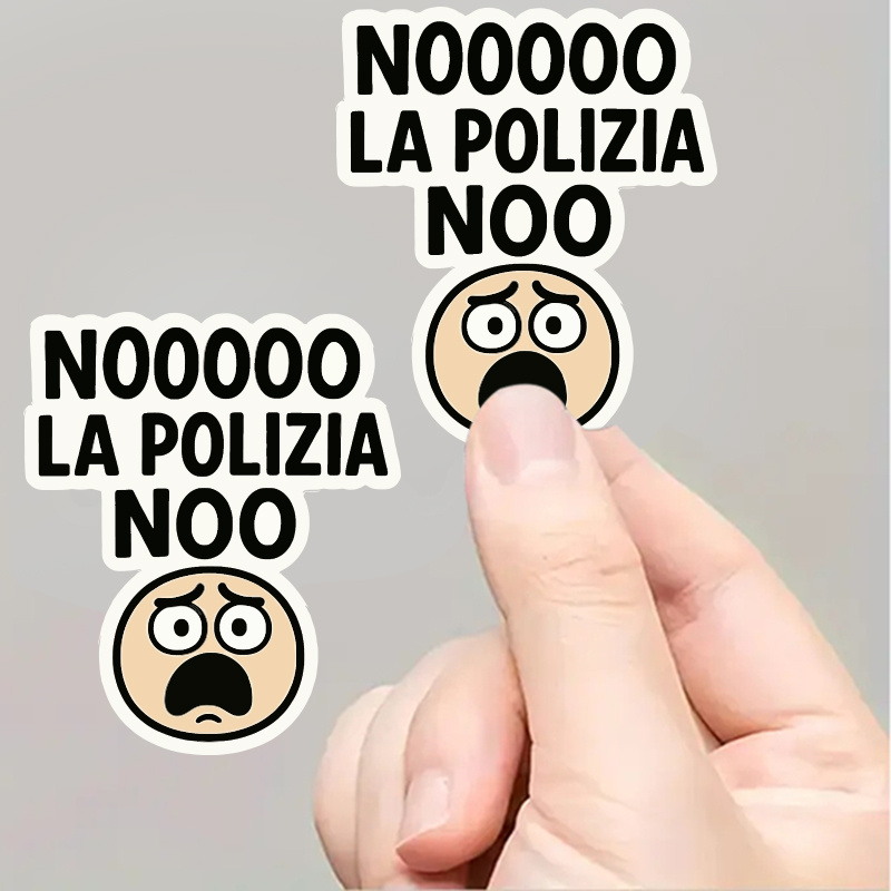 TEMU "nooooo Police Noo" Sticker - Self-adhesive, Cute Cartoon Face Durable For Laptop, Car, Luggage, Skateboard & More - Perfect For Teens, Adults,