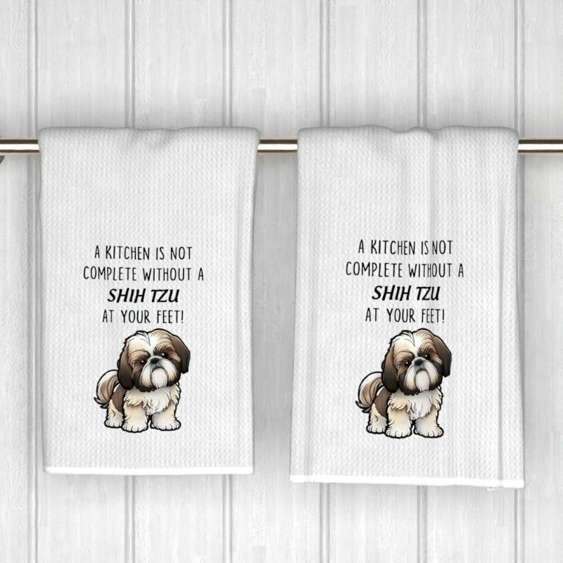 

2-pack Shih Tzu Themed Polyester Towels, 18x26 Inches, Super Machine Washable, Contemporary Lion , Kitchen & Bathroom Towels For Pet Owners