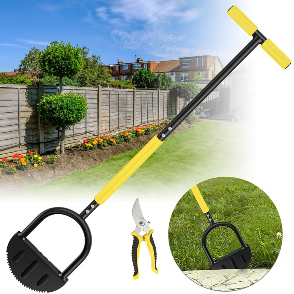 TEMU 2pcs: Manual Trimmer And Shears - Crescent-shaped Mower With T-handle - Suitable For Gardens, Parks, And Yards