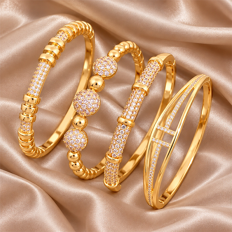 Trendy Stackable Bangle Pack, Bead & Geometric Design