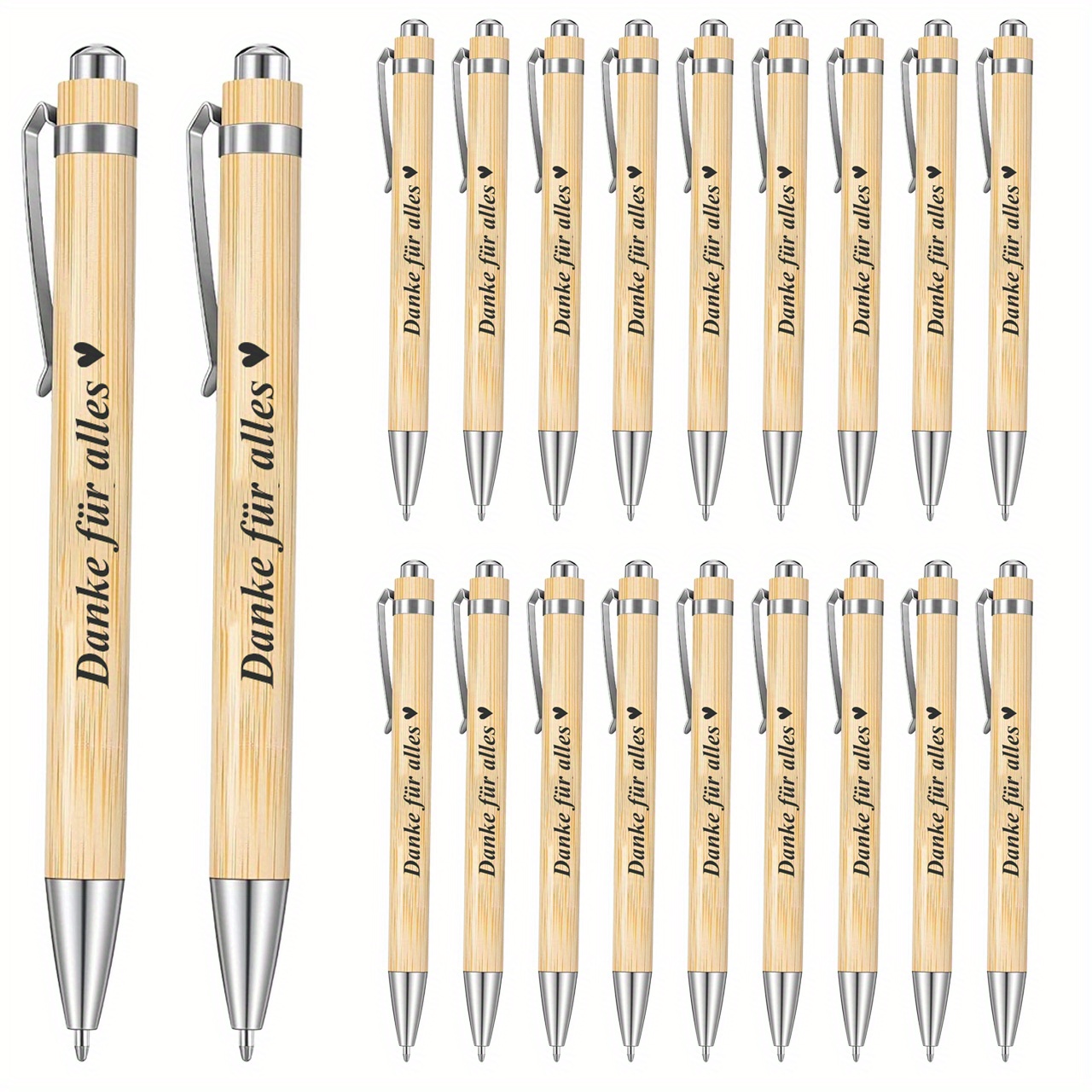 20pcs Thank You Ballpoint Pens Gifts Wooden Ballpoint Pen With German Saying Thank You For Everything Colleagues Quotes Retractable Ballpoint Pen Farewell Thank You Pen Gift For Teachers