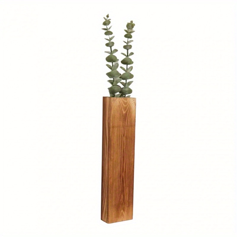TEMU Wooden Wall Planter For Artificial Plants And Dried Flowers - Contemporary Minimalist Wall Vases - Home Decor - 27x7.6x4cm