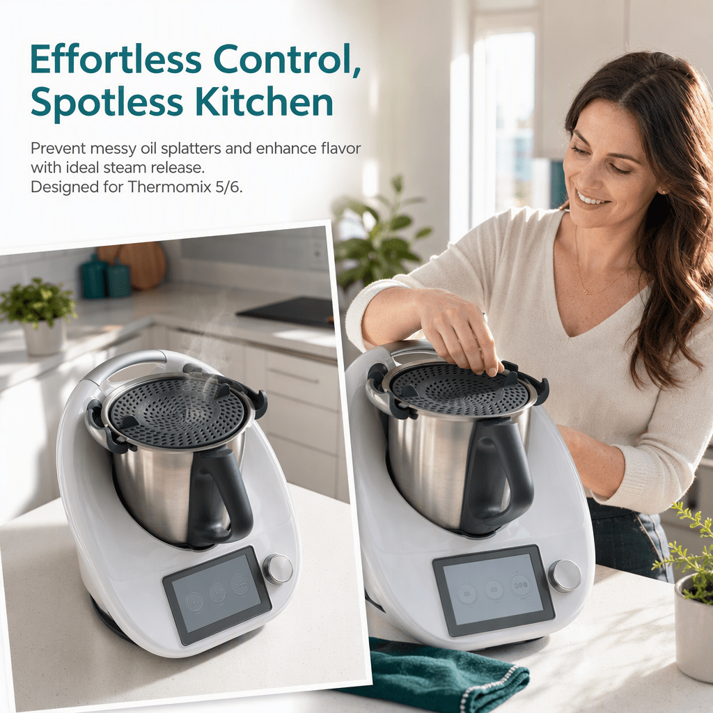 Image of Universal Splash Guard For And Monsieurcuisine, Prevents Liquid And Oil During Mixing, Cooking, And Frying, Fits Tm6/tm5///mctrend/mcconnect, Practical Kitchen Accessory