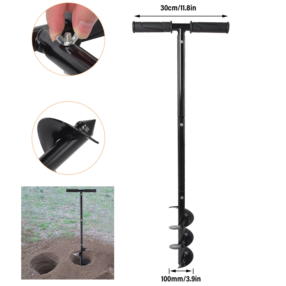 100mm Garden Spiral Drill Bit Manual Soil Loosener Auger Bit For Courtyard Planting