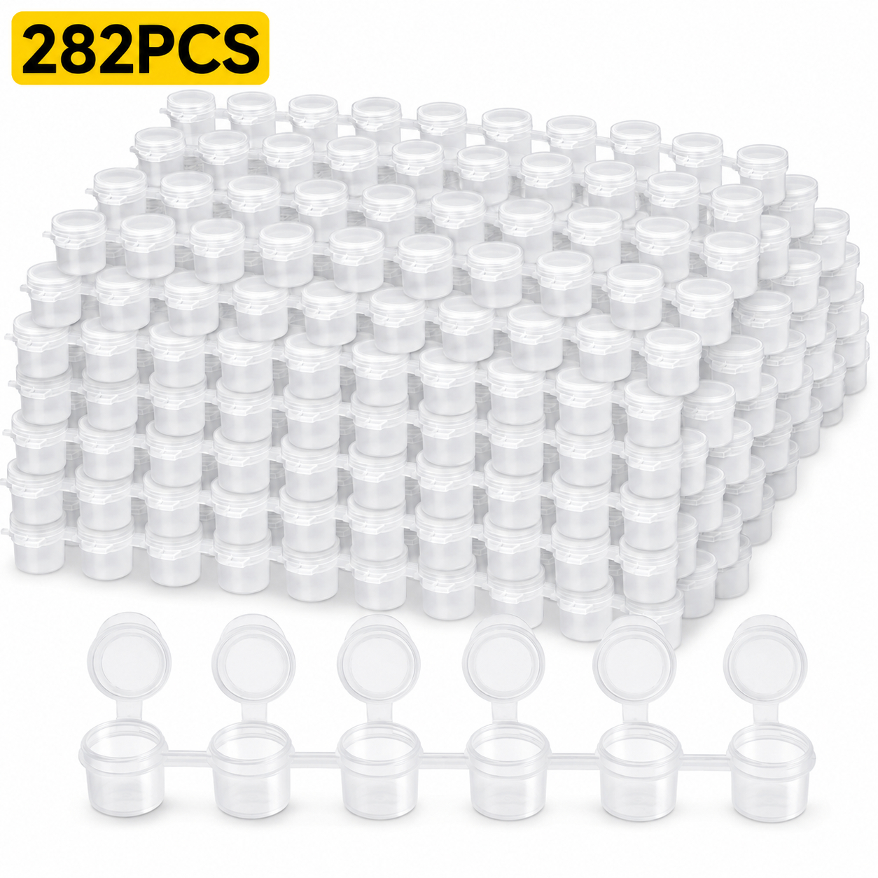 TEMU 282pcs Pack 282pcs Mini Paint Pots - Leak-proof Containers With Easy-seal Lids, Sturdy Small Jars Suitable For Art Supplies, Craft Making,