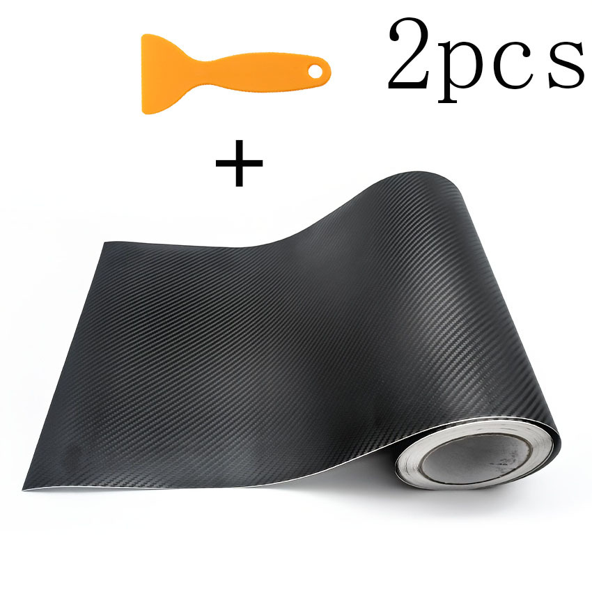 Image of 2pcs Set: 1 Roll Of Tape + 1 Scraper Tool | X 59.84 Inches 3d Carbon Fiber Vinyl Tape | Self-adhesive, Sun-resistant, Suitable For Car Doors, Bodies, Dashboards, Motorcycles, Laptops