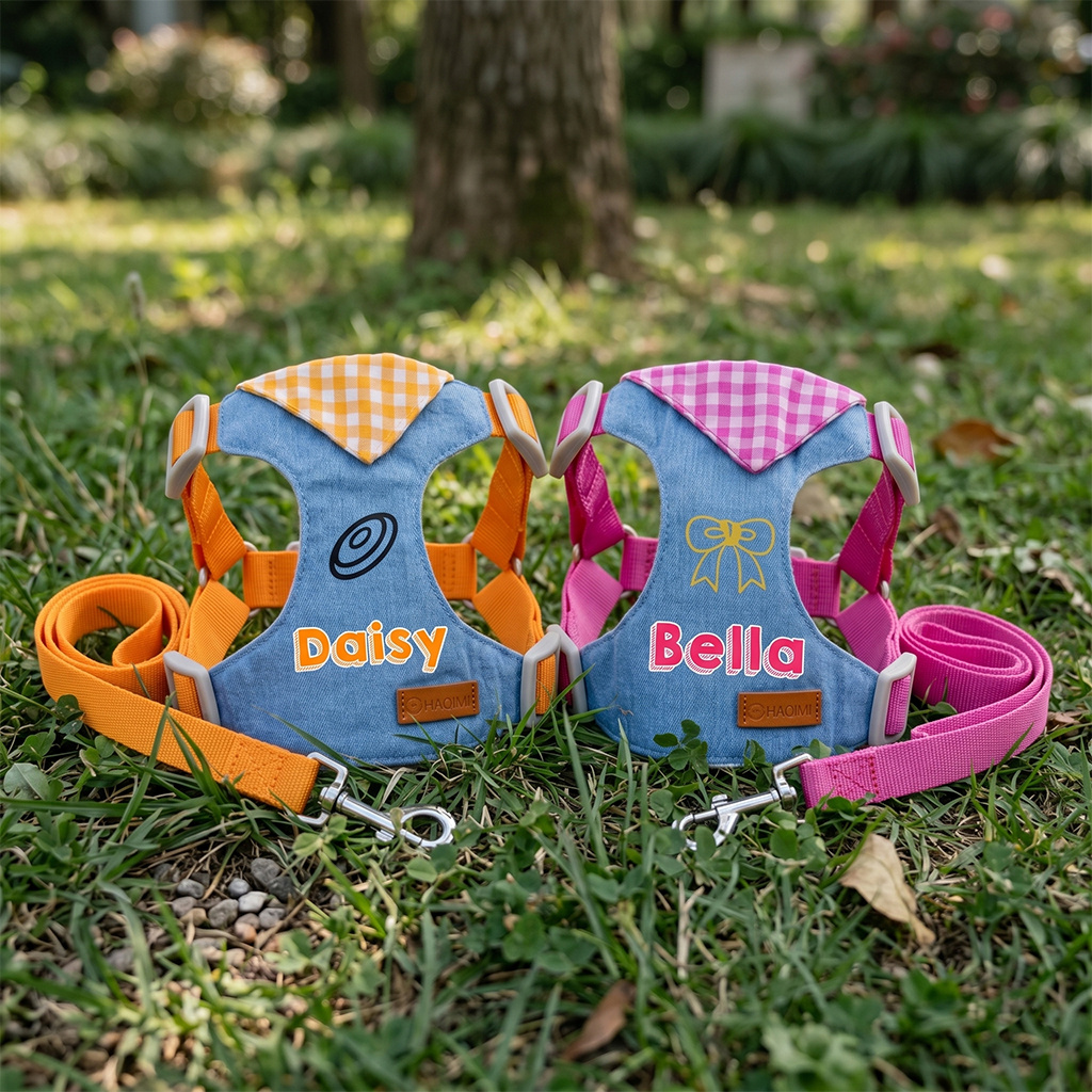 Personalized Custom Pet Harness and Leash Set