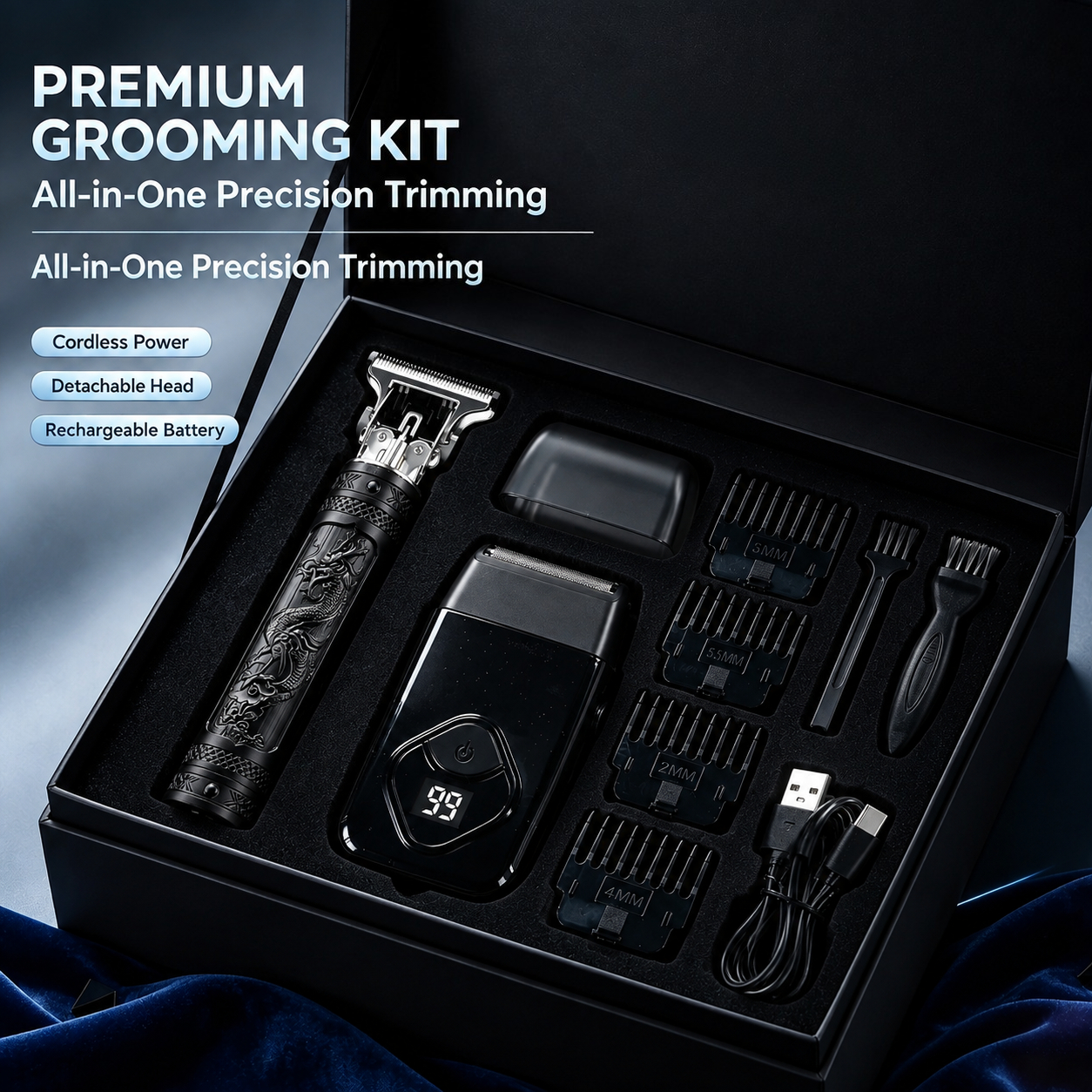 TEMU Men's Cordless Hair Clipper Kits - Usb Rechargeable Electric Hairdresser, For Home, Car Travel Use, Halloween, Christmas Gifts, Birthday