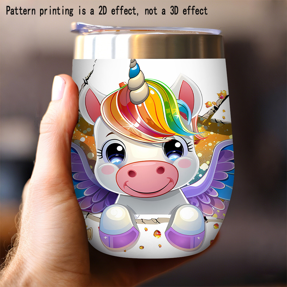 Image of Unicorn 12oz Stainless Steel Insulated Coffee Mug With Vacuum - 304 Stainless Steel For Drinks, Camping, Office, Travel - Elegant Unicorn-shaped Cup, Gift For Lovers (12-ounce)