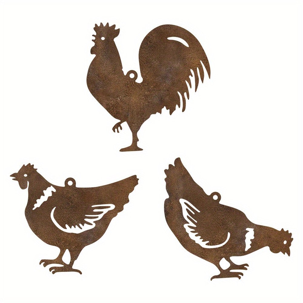 TEMU 2d Flat, 3pcs Rustic Acrylic Chicken Ornaments, Acrylic Hen-themed Christmas Tree Decorations, Hanging Acrylic Crafts For Holiday Outdoor Garden