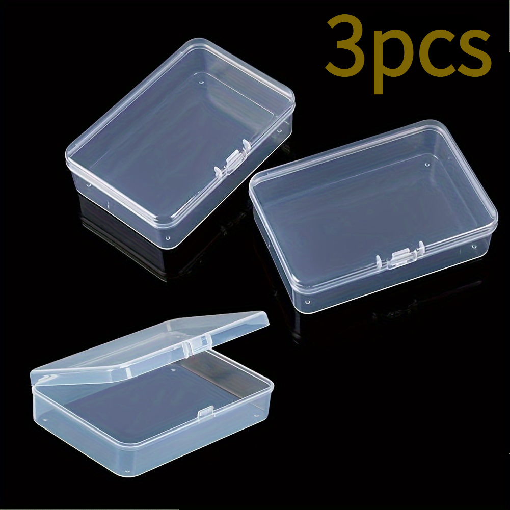 TEMU 3 boîtes de rangement en plastique, conteneurs transparents, boîtes à bijoux portables, boîtes de rangement avec couvercles, utilisées pour des