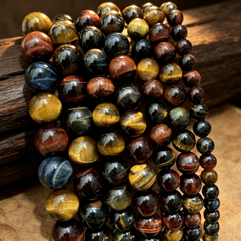 TEMU Perles rondes en œil de tigre tricolore, perles , fabrication de bijoux faits à , collier, bracelet, boucles d'oreilles 4/6/8/10 mm, tailles