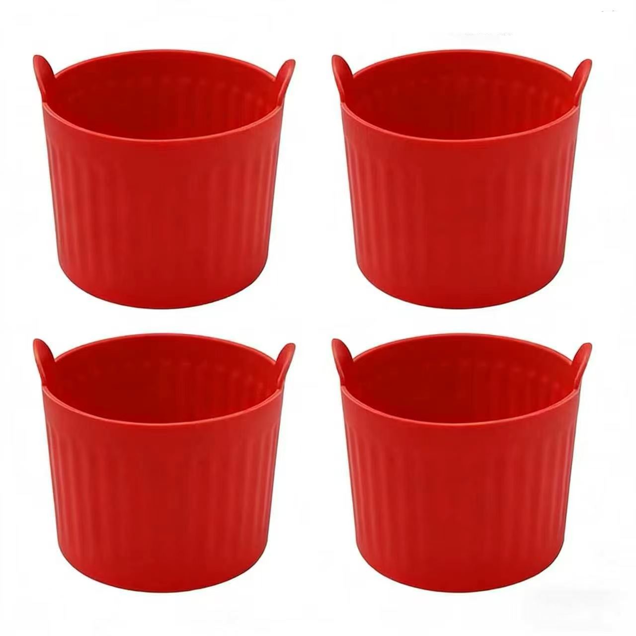 TEMU 4pcs Set Multi-functional Air Fryer Accessories Baking Cups, Round Muffin And Pie Molds, Reusable, Heat Distribution For , With Striped Texture
