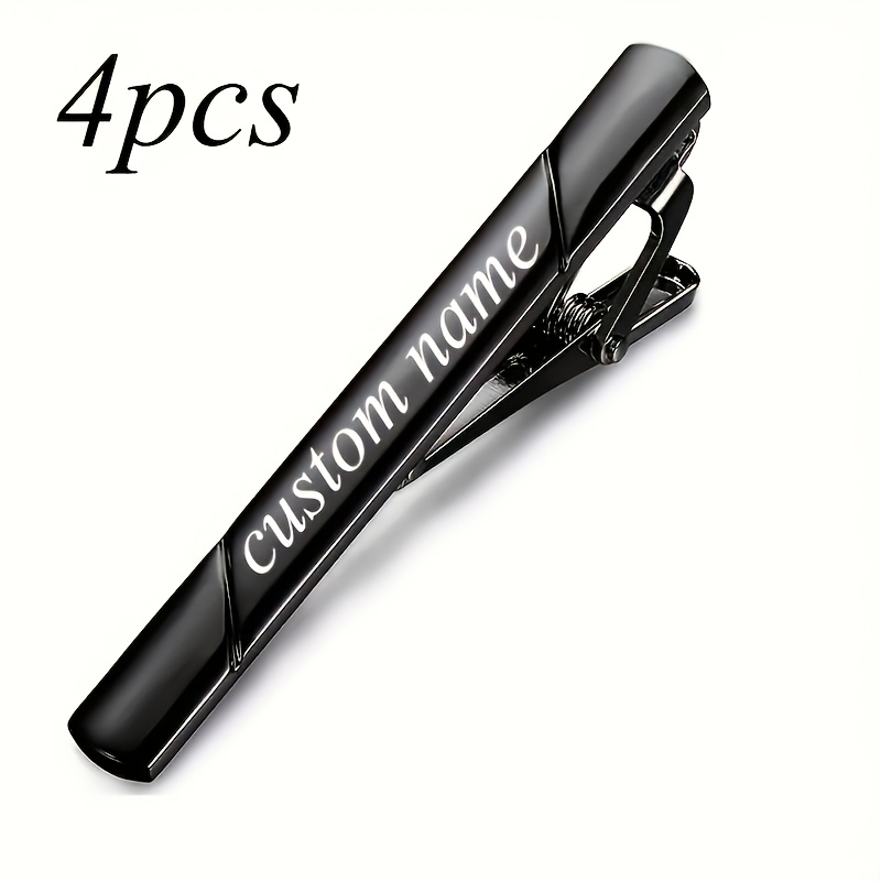 4pcs Custom-Engraved Men's Tie Clips, Solid Color Design